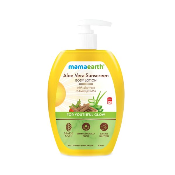 Mamaearth Aloe Vera Sunscreen Body Lotion SPF 30 - With Aloe Vera & Ashwagandha For a Youthful Glow - 300 ml