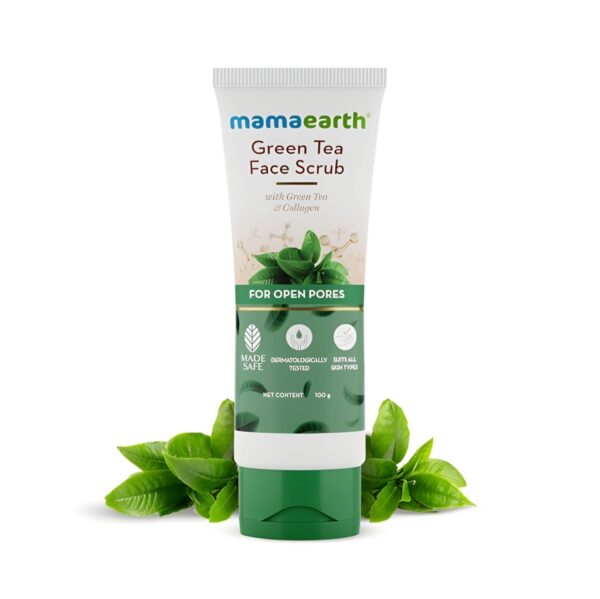 Mamaearth Green Tea Scrub With Green Tea & Collagen For Open Pores - 100 g - Image 2