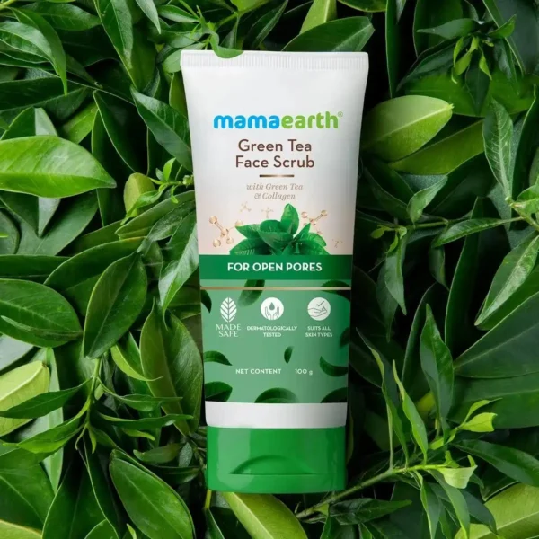 Mamaearth Green Tea Scrub With Green Tea & Collagen For Open Pores - 100 g - Image 3