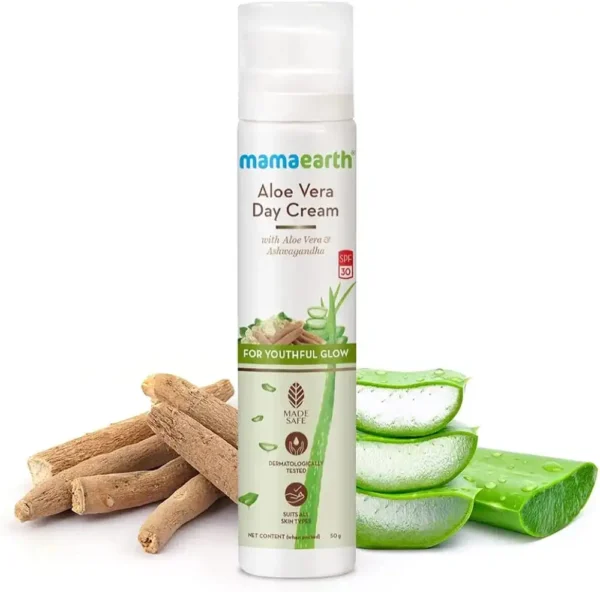 Mamaearth Aloe Vera Day Cream with SPF 30 with Aloe Vera & Ashwagandha for a Youthful Glow - 50 g - Image 2